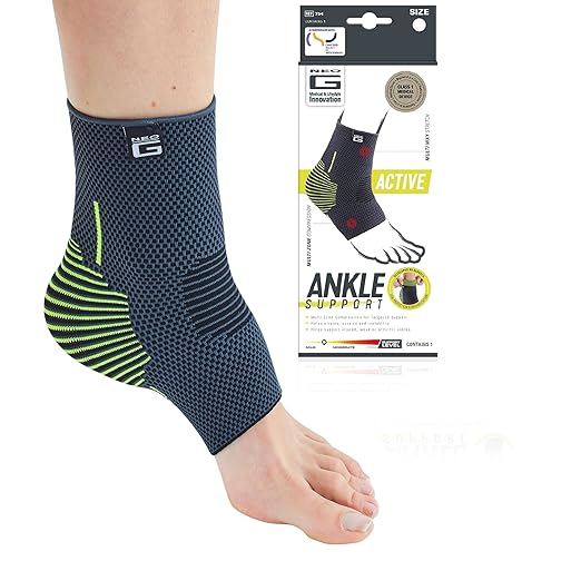 Neo-G Ankle Compression Sleeve Sports – Active – Ankle Compression Sleeve for Running - Lightweight, Elastic, Helps with Strains, Weak Ankles, Injury Recovery, Ankle Swelling Relief - S