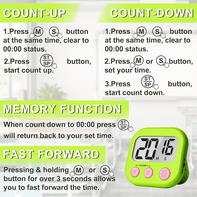ZILLEEN Classroom Timer for Kids Teachers 4 Pack Digital Timers