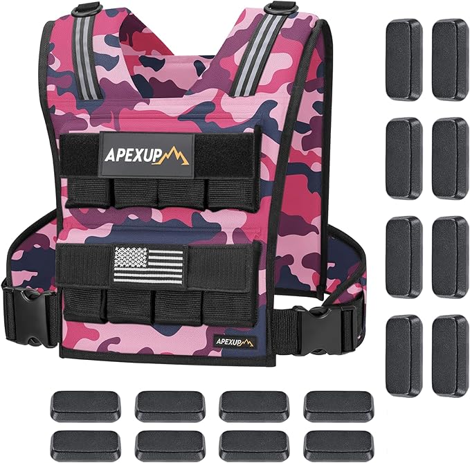 APEXUP Adjustable Weighted Vest Men 20lbs/30lbs/40lbs Weights with Reflective Stripe, Weight Vest Woman Workout Vest for Strength Training Running Walking
