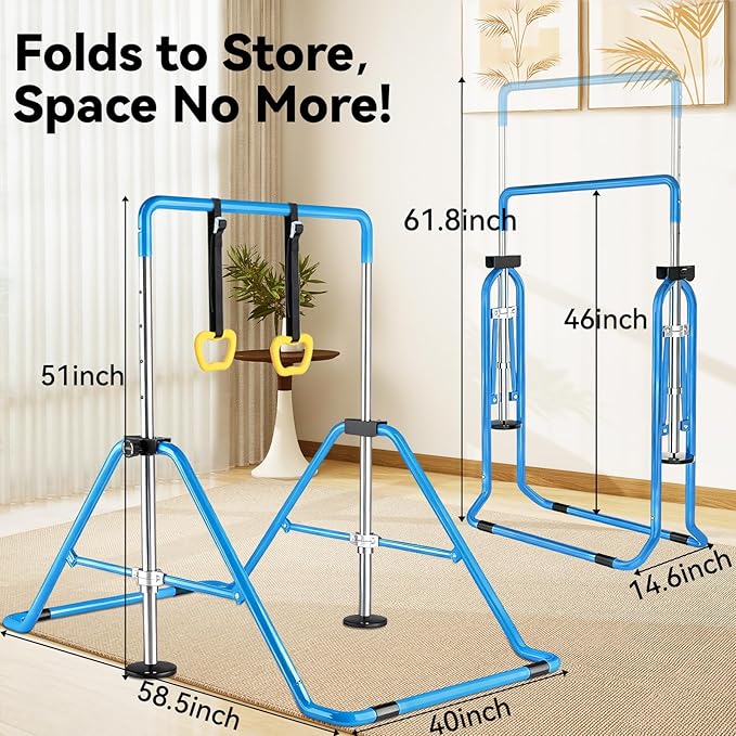 Kids Gymnastics Bar Gymnastic Equipment for Home Adjustable Height Gymnastic Training Bar Gymnastic Stuff for 3-7 Years Old Girls