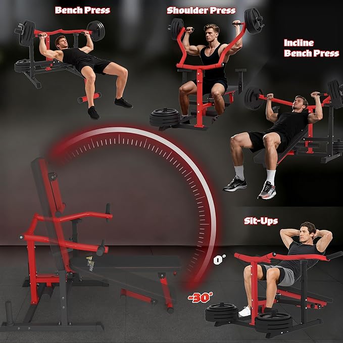 Chest Press Machine, 2"*2" Chest Workout Equipment with Independent Converging Arms Adjustable Incline Bench for Chest & Arms, AB Workouts, Shoulder