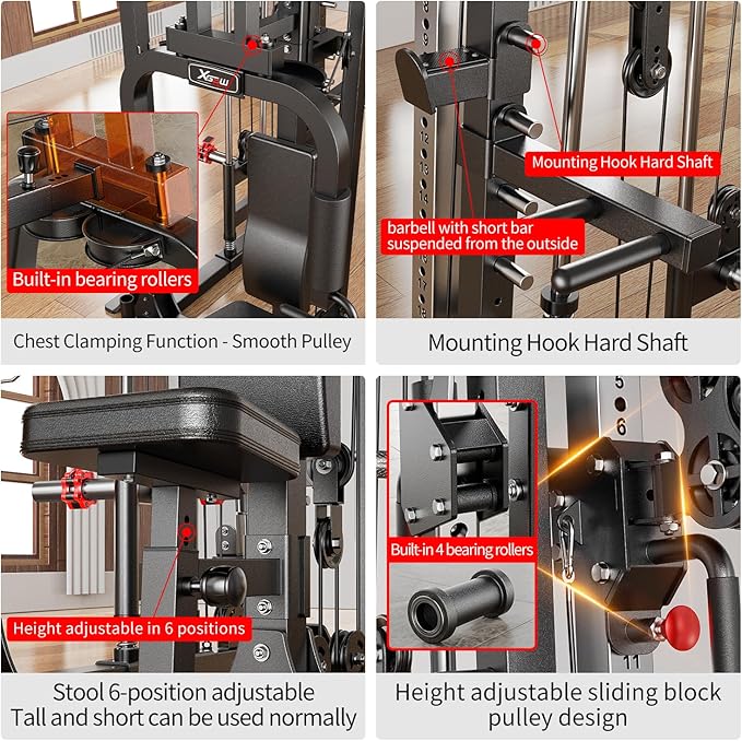Multi-Purpose Squat Rack,Smith Machine Weight Rack Set with Cable Crossover System, Home Gym Power Racks, Power Racks and Packages