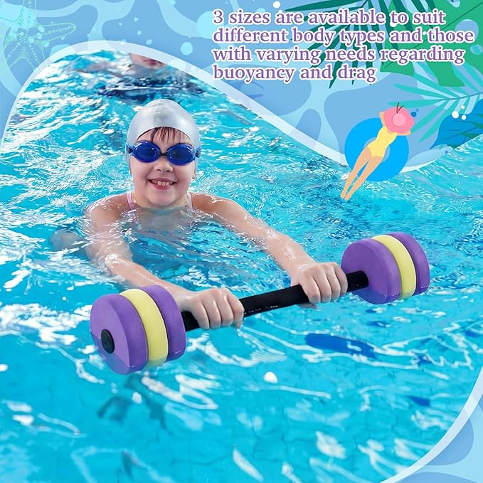Soulchen 3 Pcs Long Aquatic Exercise Dumbbells Swim Barbells 25'' 29'' 33'' Foam Water Weight Dumbbell Pool Barbells with High Density EVA Foam for Swim Water Aerobics Fitness Loss