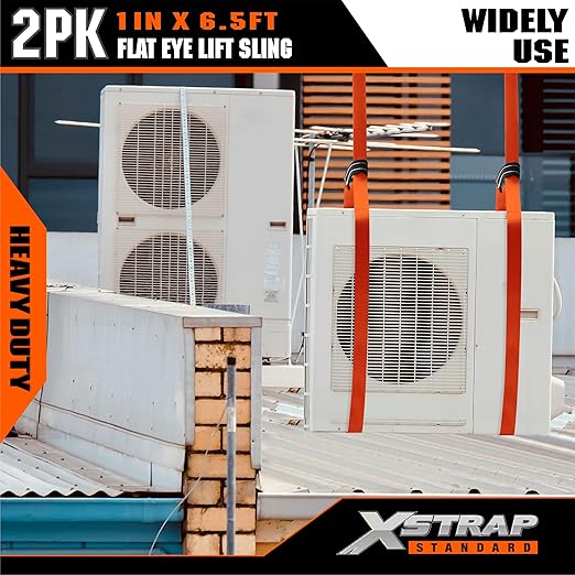 XSTRAP STANDARD 2PCS 1" x6.5ft Lifting Sling 1-Ply Red Web Strap, 2000 LBS Vertical (907 KG), 1600 LBS Choker (725 KG), 5:1 Safety Factor, Twist Eye Polyester Slings for Rigging Hoist Recovery Tree