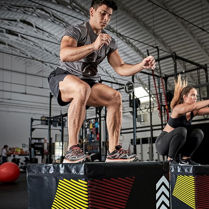 GarveeHome Plyometric Jump Box for Home Gym, 3-in-1 Adjustable Height (16/20/24 Inch) Soft Plyo Box with Anti-Slip PVC Cover - Strength Training for Beginner to Advanced