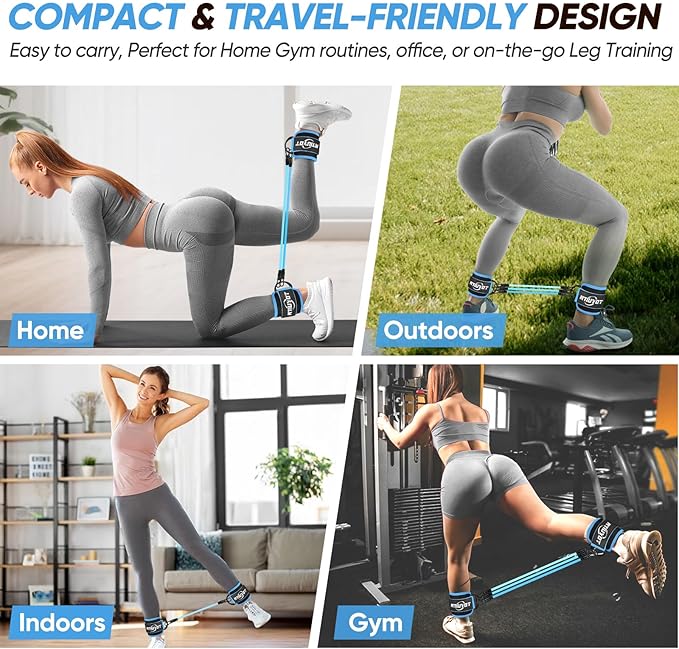 Ankle Resistance Bands with Cuffs, Workout Sets for Women, Resistance Bands for Working Out, Exercise Band for Leg Booty, Home Gym Workout Equipment, Ankle Weights Fitness Band Set