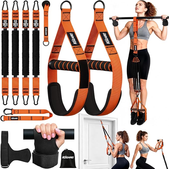 Upgraded Pull Up Assistance Bands for Women, Heavy Duty Resistance Bands with Handles, Exercise Band with Door Anchor, Workout Band Set for Pull Up Bar, Full Body Sculpting,Muscle Training, Home Gym