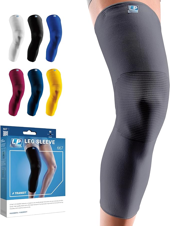 LP SUPPORT 667 Compression Sleeve Leg Full Length for Sports, Cycling, Running, Basketball, for Men Women (S - XL)