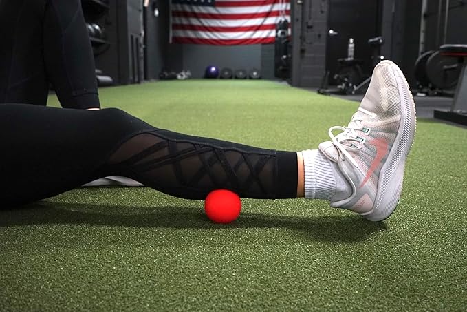 Lacrosse Massage Balls for Trigger Point Therapy, Muscle Knots, Yoga, Myofascial Release - Contains Pair of 2 Balls and Mesh Carrying Bag (Red and Blue)