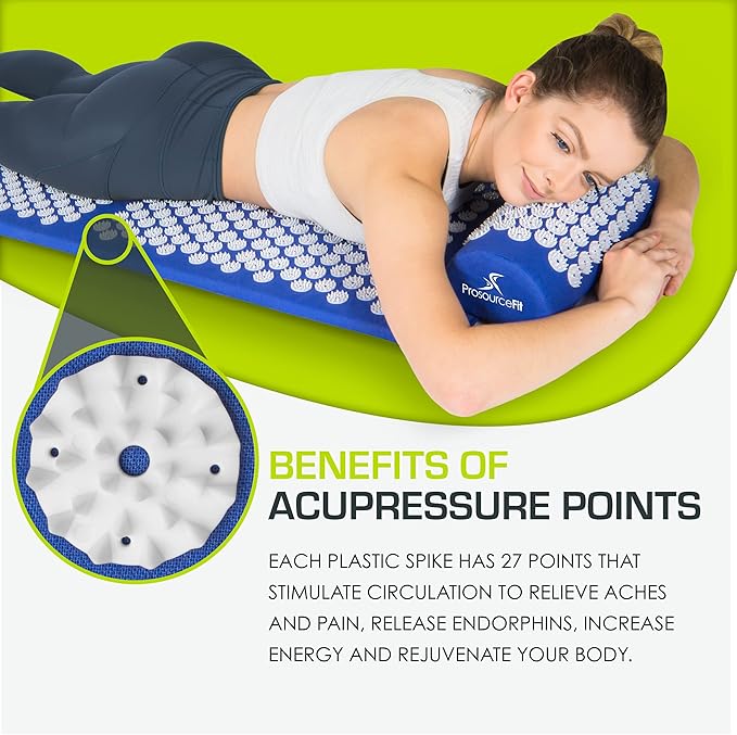 ProsourceFit Acupressure Mat and Pillow Set for Back/Neck Pain Relief and Muscle Relaxation