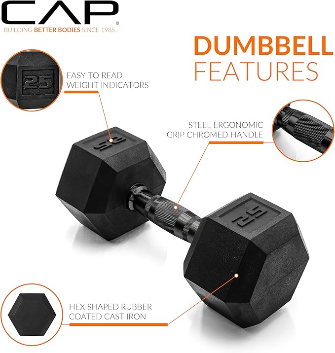 CAP Barbell Coated Dumbbell Weight | Multiple Options Pairs & Sets