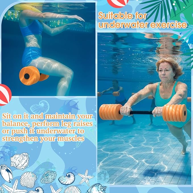 Soulchen 3 Pcs Long Aquatic Exercise Dumbbells Swim Barbells 25'' 29'' 33'' Foam Water Weight Dumbbell Pool Barbells with High Density EVA Foam for Swim Water Aerobics Fitness Loss