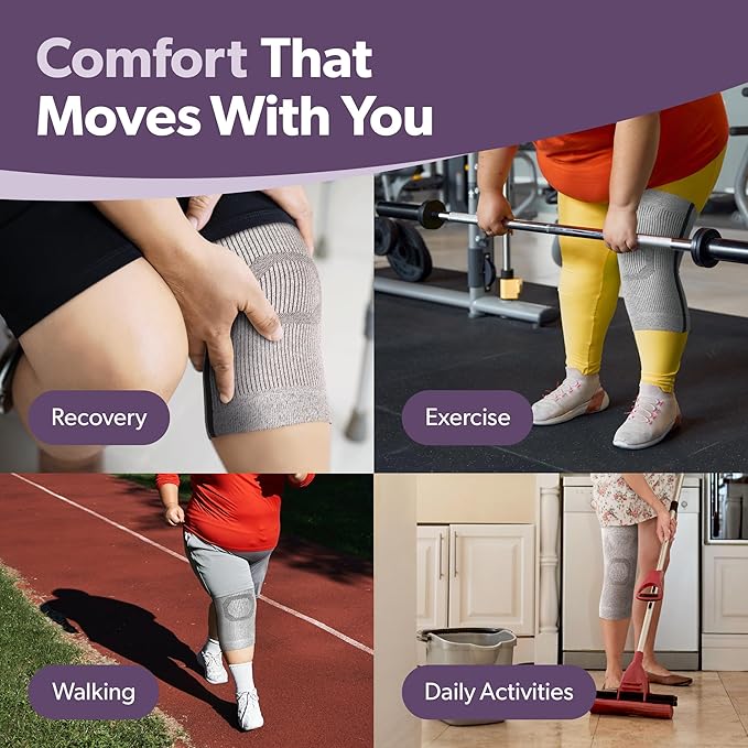BraceAbility Plus Size Knee Brace for Women and Men – Compression Sleeve for Knee Pain Relief, Arthritis, Swelling, Osteoarthritis, Meniscus Tear, Joint Support Knee Stabilizer (3XL/4XL Wide Gray)