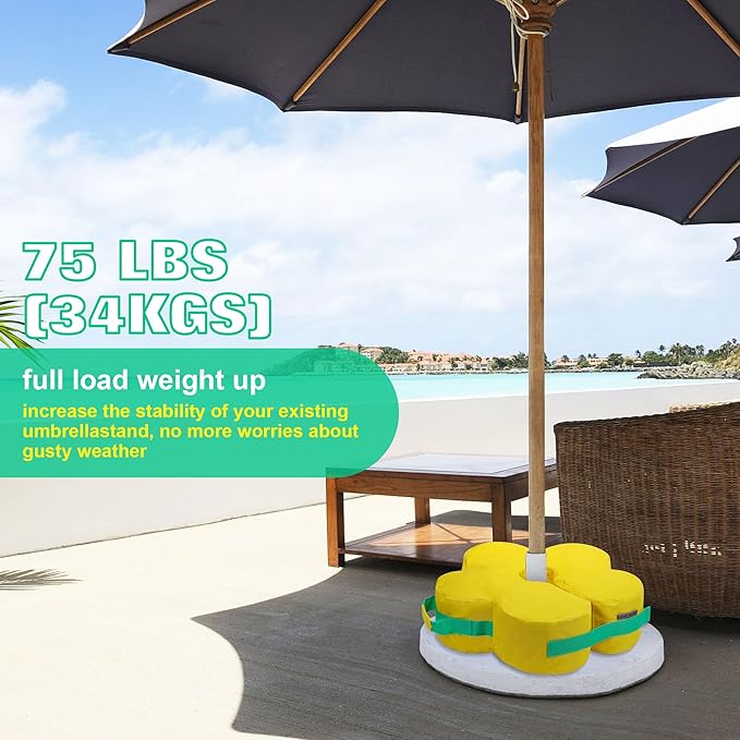 Lawn Social Umbrella Base Weight Bag, Round Heavy Duty Sand Bags for Cantilever Patio Umbrella, Universal Fit for Any Offset Design, Stabilize and Secure Umbrella (Yellow)