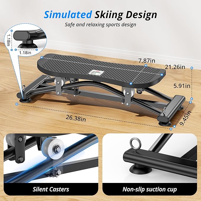 RYGEO Balance Board with Resistance Bands, Versatile Rocking Stepper, Wobble Board Featuring LCD Monitor, 330 lbs High-Capacity Ski Twister Trainer for Full Body Exercise at Home