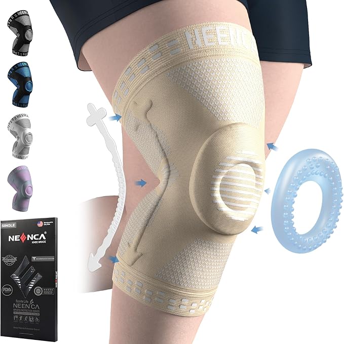 NEENCA Plus Size Knee Brace for Women & Men, Knee Compression Sleeve for Large Leg and Big Thigh, Knee Support with Side Stabilizers for Knee Pain Relief, Meniscus Tear, Arthritis, ACL, Sports. ACE-59