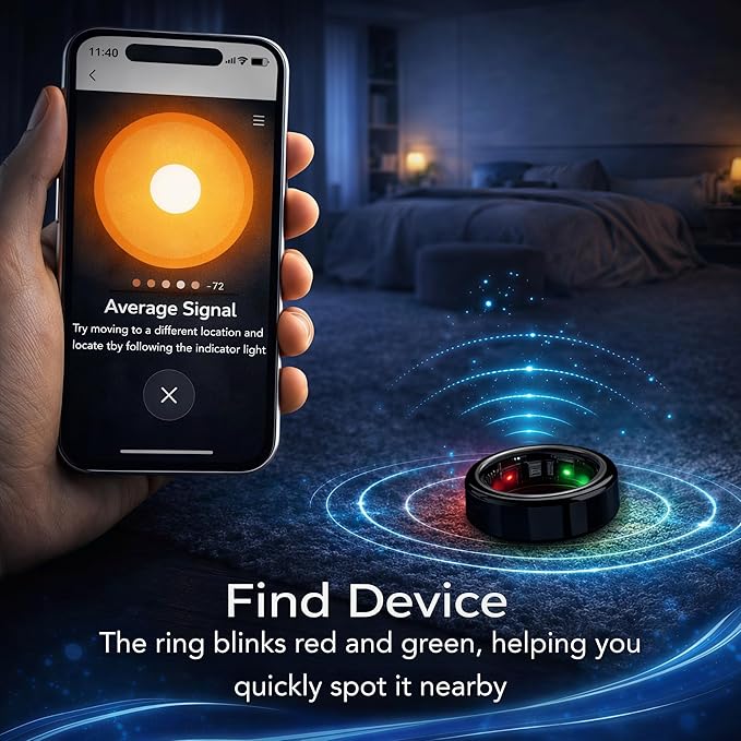Smart Ring Health & Fitness Tracker for Men & Women – Sleep, Heart Rate & SpO₂ Monitoring, Stress & Activity Tracking, Women’s Health Support, 180+ Sports Modes, IP68 Waterproof, No Subscription Fee