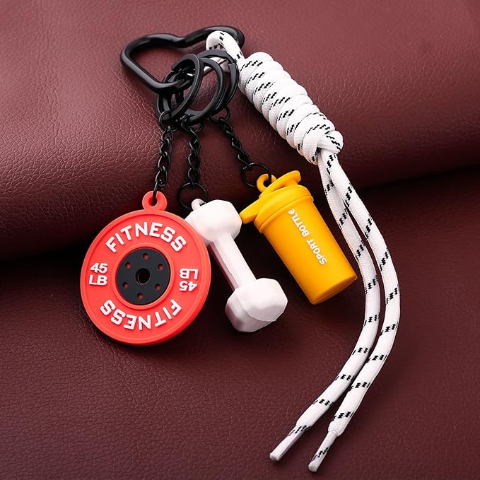 Gym Dumbbell Barbell Kettlebell Purse Keychain - Muscle Faith Cup Rope Gym Bag Handbags Purse Charms - Fitness Gift