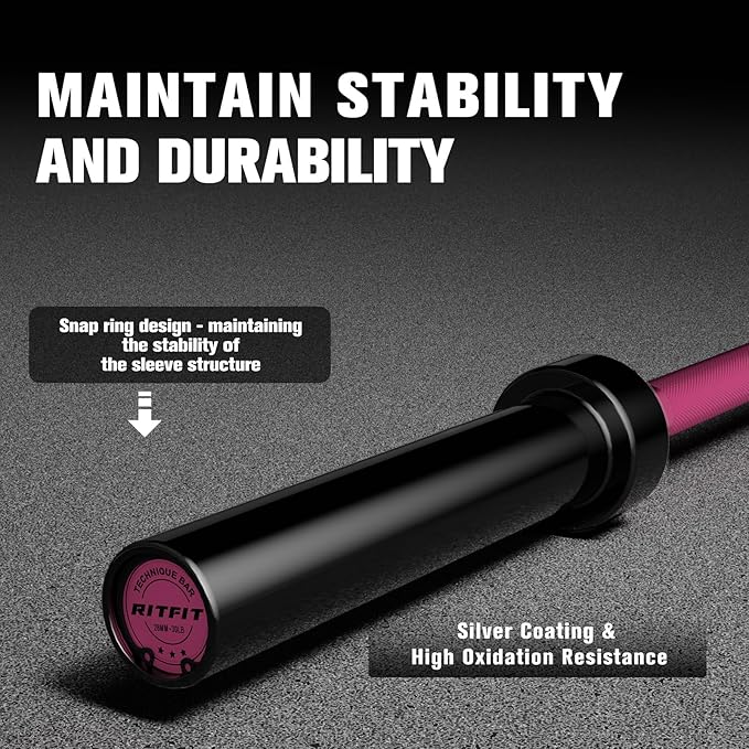 RitFit Barbell Weight Set - 4/6FT Olympic Barbell with Weight Plates (55-115LB Total) - Weightlifting Equipment for Squats, Curls, Deadlifts, Presses, Hip Thrusts