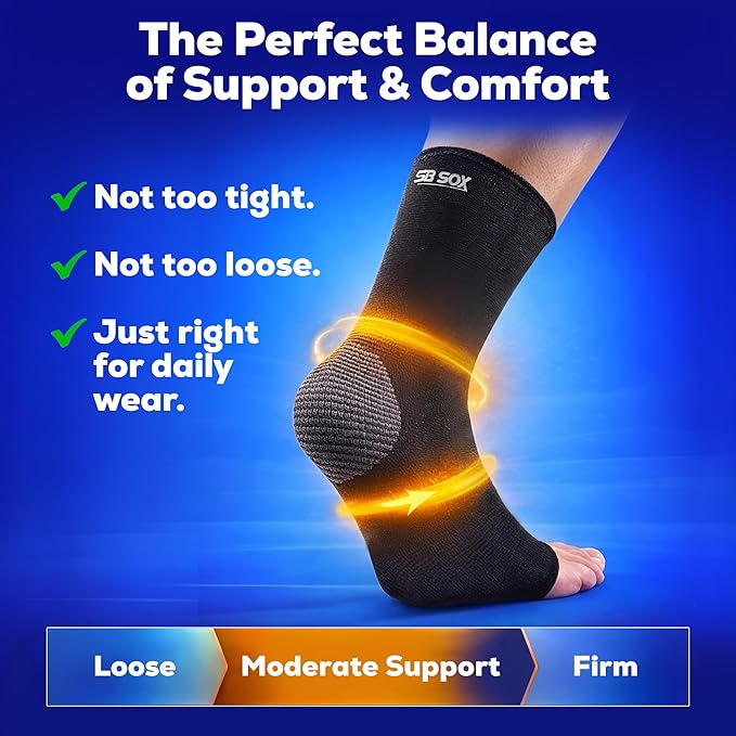 SB SOX Ankle Compression Sleeve for Men and Women (1 Pair) - Ankle Brace Support Stabilizer for Sprained Ankle, Achilles Tendonitis, Sports