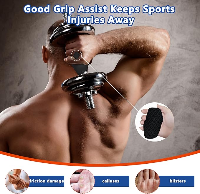 Silicone Gym Grips for Weight Lifting,Workout Gloves for Women Men Alternative,Anti Slip Gym Workout Grip,Rubber Gym Hand Grips-Weightlifting Grips Pad for Barbell,Pull Up,Ryptfit,Training