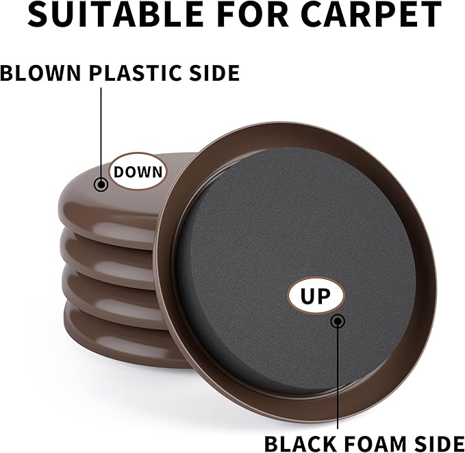 Yelanon Furniture Sliders - 8 pcs-4 3/4” Round Furniture Sliders for Carpet Furniture Pads Hardwoods Floors, Heavy Duty Furniture Movers Sliders, Reusable Furniture Moving Pads, Carpet Protectors