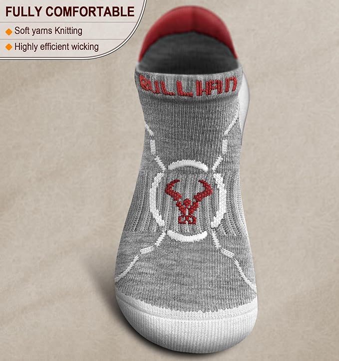 BULLIANT Men Running Socks,Active Ankle Socks No Show For Men With Cushioned Footbed Arch Support Breathable Wicking