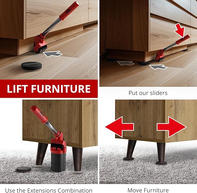 X-Protector Furniture Lifter Tool - Premium Furniture Jack Lifter Tool to Lift Furniture Easily - Appliance Lifter with 8.5" Adjustable Height - Ideal Jack to Lift Furniture Easily with Minimal Effort