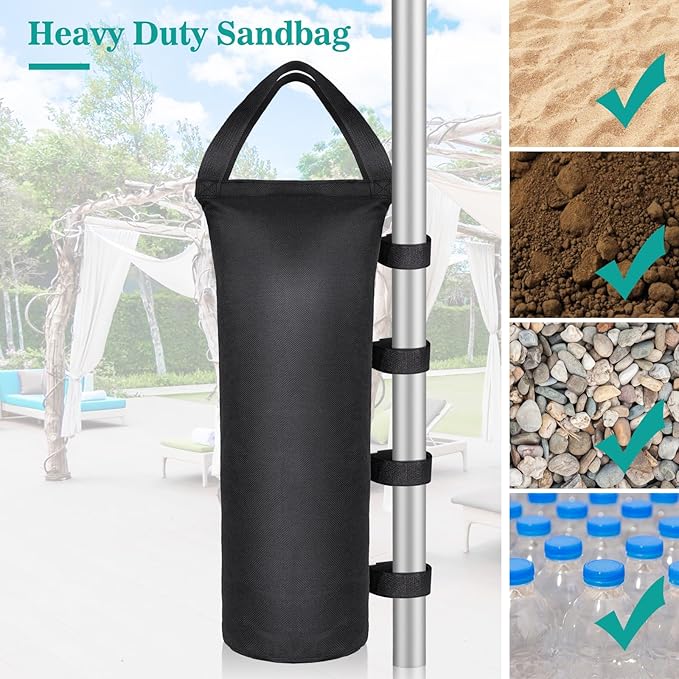 4 Packs Sandbags Weight Bags, 112 LBS Large Sandbags for weight, Cylindrical Heavy Duty Sand Bags for Beach Canopy, Pop Up Tent, RV Awning, Picnic Table, Umbrella Base, Gazebos, Trampoline Stakes