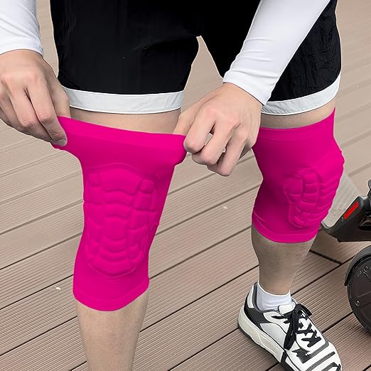 Wrestling Knee Pads for Kids Youth Adult, Knee Compression Sleeve for Basketball Volleyball Football, 1 Pair Short Knee Pads Sleeves ((#2) Pink-2pcs,XXLarge)