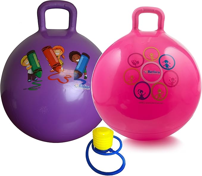 Hippity Hop 45 Cm / 18 Inch Diameter Including Free Foot Pump, For Children Ages 3-6 Space Hopper, Hop Ball Bouncing Toy - 2 Balls
