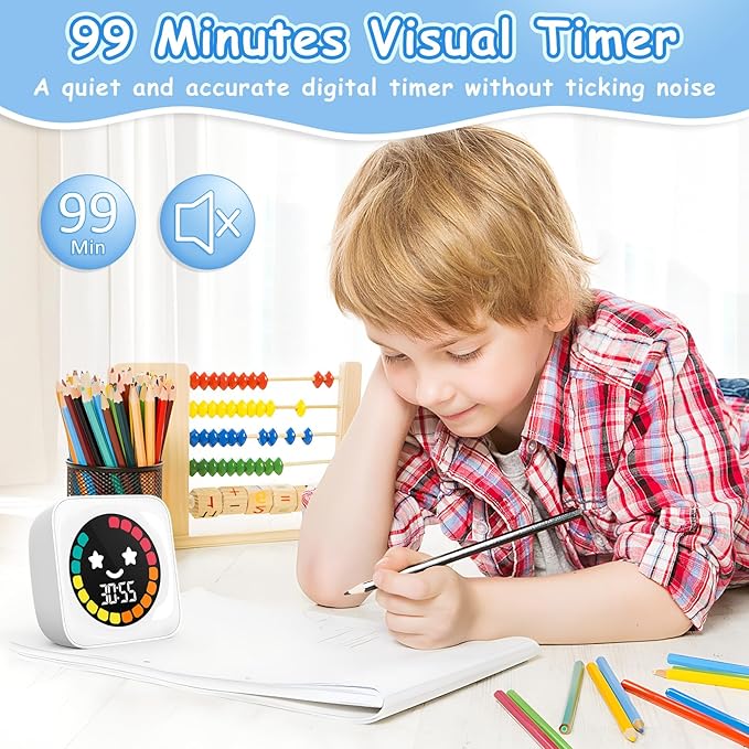 Visual Timer, 99 Minute Digital Kitchen Desk Timer for Office Supplies Home Productivity Management Tool Countdown Count Up, White