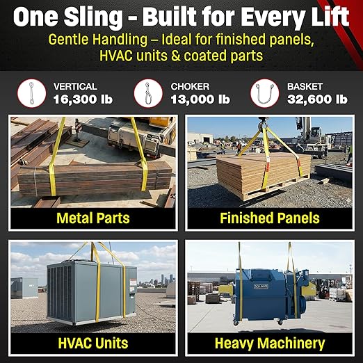 DD Sling 6 Inch x 16 Foot Nylon Lifting Sling – USA Made, 16,300 lb Vertical, 13,000 lb Choker, 32,600 lb Basket – 2-Ply Heavy Duty 900 Webbing, Type 4 Twisted Eye & Eye Rigging Sling
