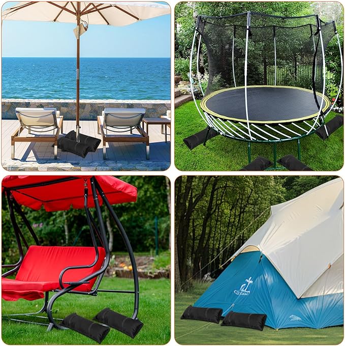 400 LBS Umbrella Base Weight Sandbags, 8 Pack Fillable Sand Bags for Weight, Weatherproof Heavy Duty Sandbags Arched Weight Bags for Outdoor Furniture Backyard Umbrella Garden Trampoline