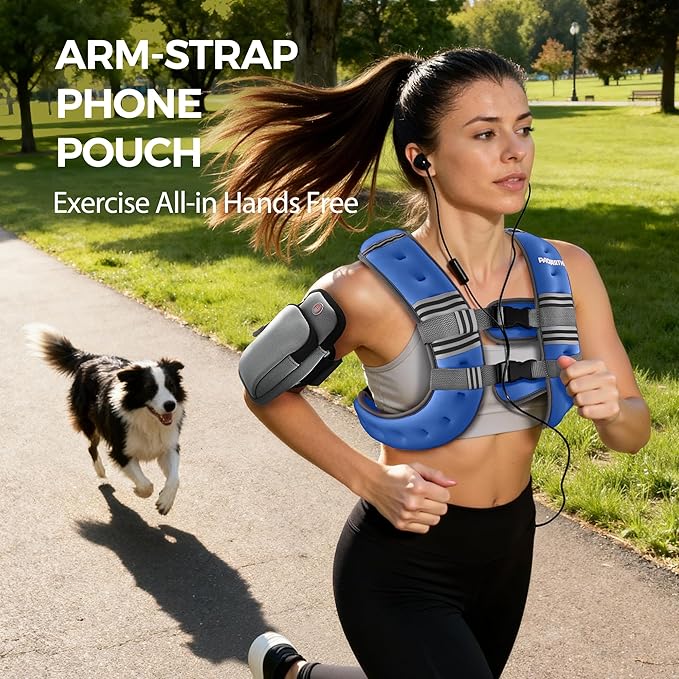 PACEARTH Weighted Vest,6lb/8lb/10lb/12lb/16lb/20lb/25lb/30lb Weight Vest with Reflective Stripe, Body Weight Vests for Women, Men, Weight Loss Workout, Strength Training, Running, Walking, Jogging