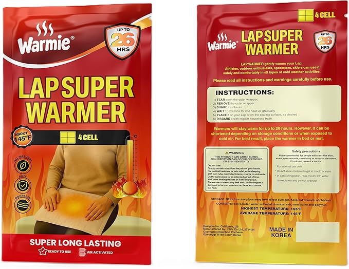 Warmie Super Warmer for Lap & Body | Air‑Activated, Long‑Lasting | Wider Size for Maximum Coverage | All‑Natural, Odorless, Steady Heating for Cold Weather Relief | Safe, Instant Warmth | 1 Pack