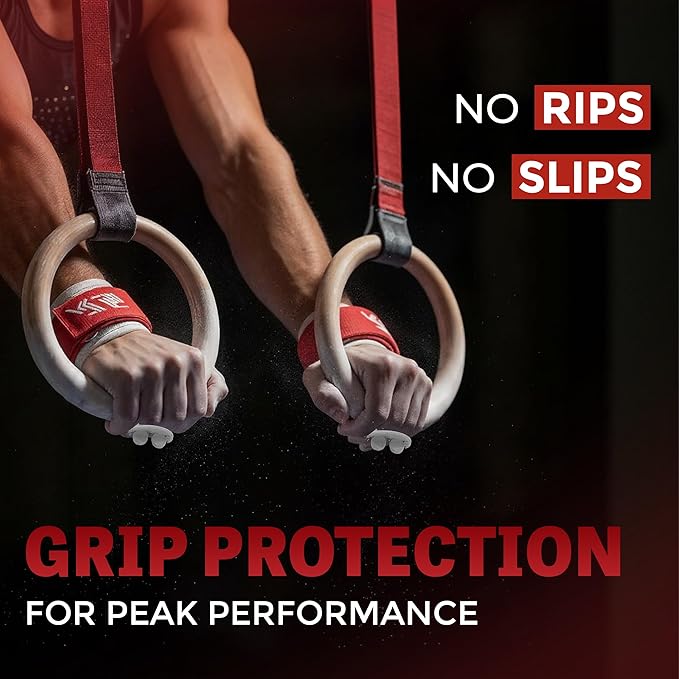 Reisport Protec Ring Gymnastics Grips for Men - Triple Strength Leather Hand Grips for Gymnastics Rings - Gymnastics Equipment & Accessories for Advanced Gymnasts