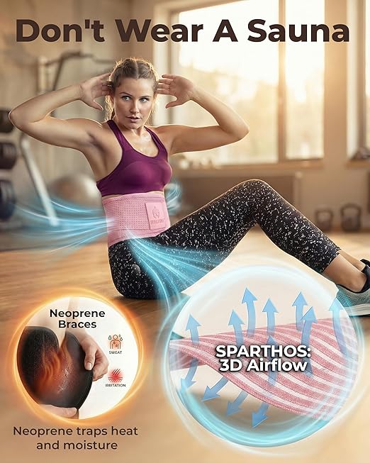 Sparthos Back Support Belt - Immediate Relief from Back Pain - Breathable With Lumbar Pad - Lower Backbrace For Home & Lifting At Work - For Men & Women - Fits 31–38″ Waist (Pink-S, Check Sizing)