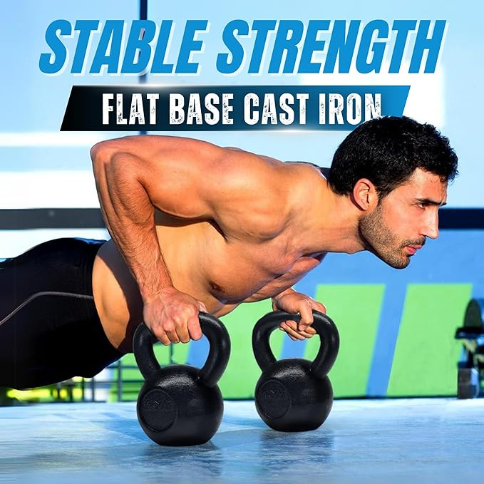 Yes4All Cast Iron Kettlebell, Strength Training Kettlebells 5-80 Lb (5,10,15,20,25,30,35,40,45,50,60,70,80 Lb) for Full Body Workout, Push up, Strength Training - Single & Kettlebell Set of 2 for Men