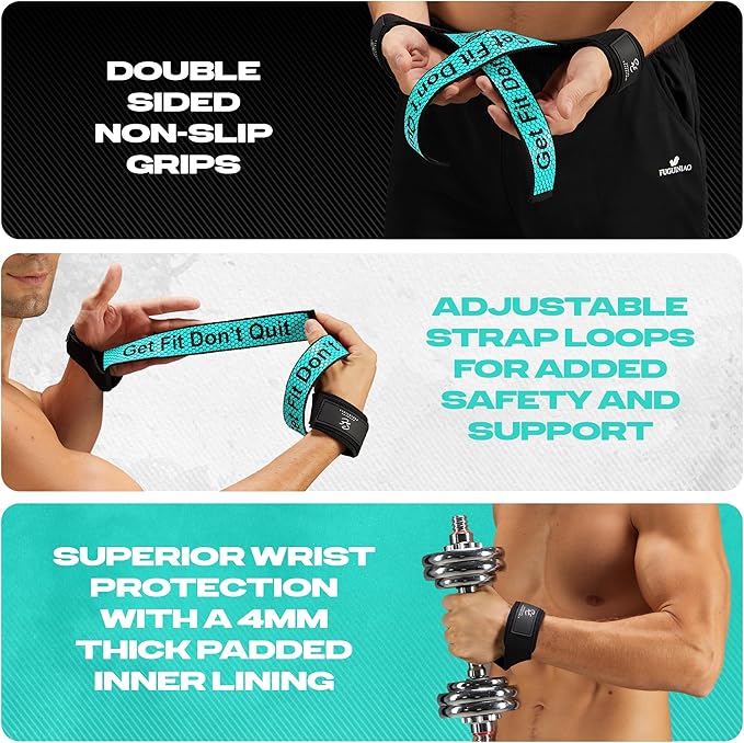Special Essentials 2 Pack of Wrist Straps for Weightlifting - Two-Sided Anti Slip Silicone Grip & Padded Neoprene - Durable Gym Lifting Straps for Men and Women for Bodybuilding & Powerlifting