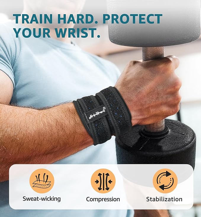 HiRui Wrist Brace for TFCC Tears, Adjustable Wristband Wrist Wraps Support for Fitness Weightlifting Tennis Tendonitis Carpal Tunnel Arthritis Pain Relief, One Size Adjustable (Black, 2 Pack)