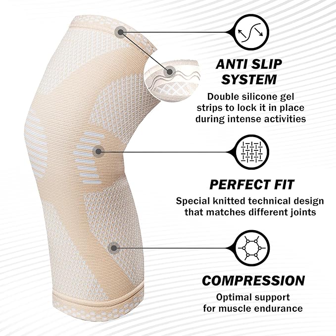 POWERLIX Leg Sleeve - Best Knee Brace for Leg Pain for Men & Women Knee Support for Running, Basketball, Volleyball, Weightlifting, Gym, Workout, Sports Please Check Sizing Chart