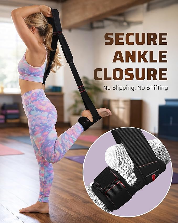 THEFITGUY Quad Stretcher - Quad Stretch Strap with Secure Ankle Support | 4-Loop Quad & Hip Flexor Stretch Band for Physical Therapy, Mobility, Post-Workout Recovery | Non-Elastic Leg Stretching Strap