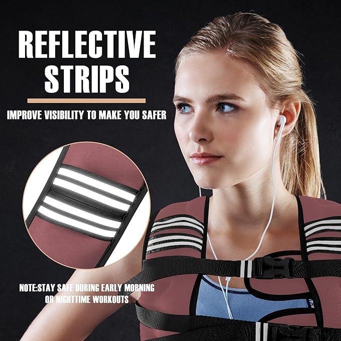 Weighted Vest Men or Women - 5/10/15/20/25/30lbs Weights with Reflective Stripe, Weighted Vest for Workout Equipment for Strength Training Running - Walking Weight Loss