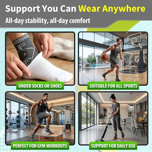 BLITZU Ankle Brace for Women, Men, Plantar Fasciitis Relief, Achilles Tendonitis Brace for Sprained Foot, Ankle Compression Sleeve with Strap Nude XL
