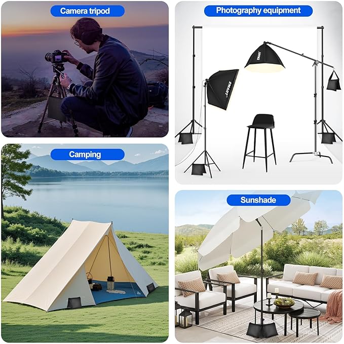 EMART Heavy Duty Sandbag Photo Studio Weight Bag Saddlebag Design for Photography Light Stand Tripod, Outdoor Patio, Sports, Pop up Tent, Umbrella Base, Camping, Fishing Chair -4 Packs Set(Black)