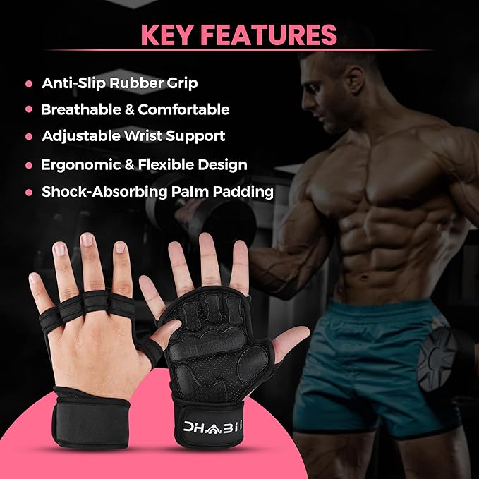 Workout Gloves for Men & Women, Smartwatch Compatible Ventilated Gym Gloves with Wrist Wrap Support, Breathable Weight Lifting Gloves for Fitness, Training & Cycling with Excellent Grip