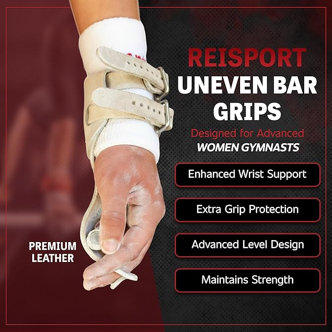 Reisport Protec Ring Gymnastics Grips for Men - Triple Strength Leather Hand Grips for Gymnastics Rings - Gymnastics Equipment & Accessories for Advanced Gymnasts