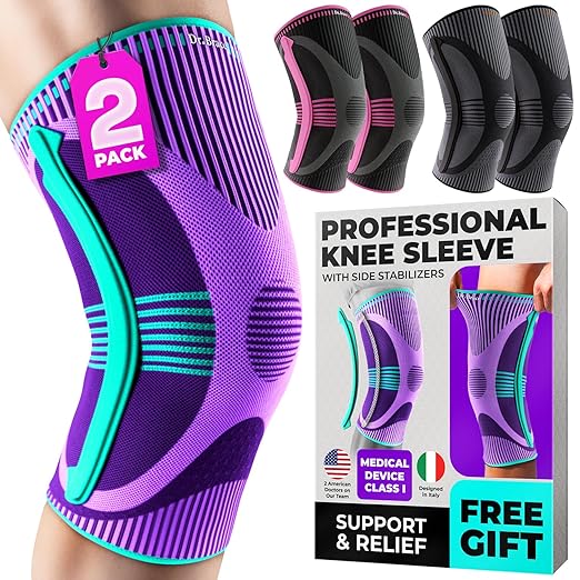 DR. BRACE ELITE Knee Brace with Size Stabilizer (2 Pack) Knee Brace for Women & Men, Workout, Sports, Daily Knee Compression Sleeve for Maximum Knee Pain Support & Fast Recovery (Galaxsis, XX-Large) 2