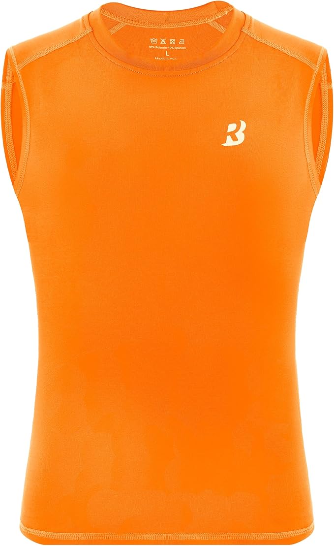 Roadbox Boys Youth Sleeveless Compression Shirt, Quick Dry Kids Football Undershirt, Athletic Soft Tank Tops Sport Basketball